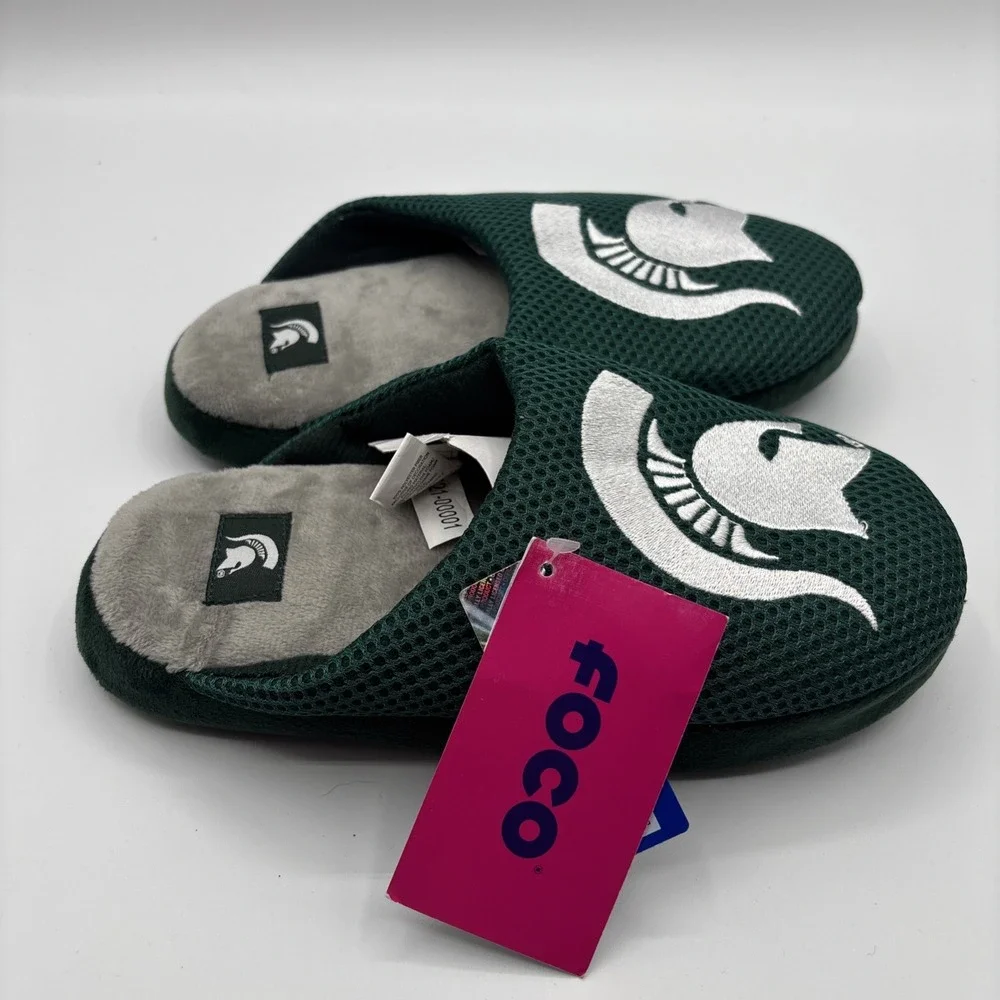 Foco MSU Michigan State Spartans Green Slippers Youth Size Large‎ (5-6) New